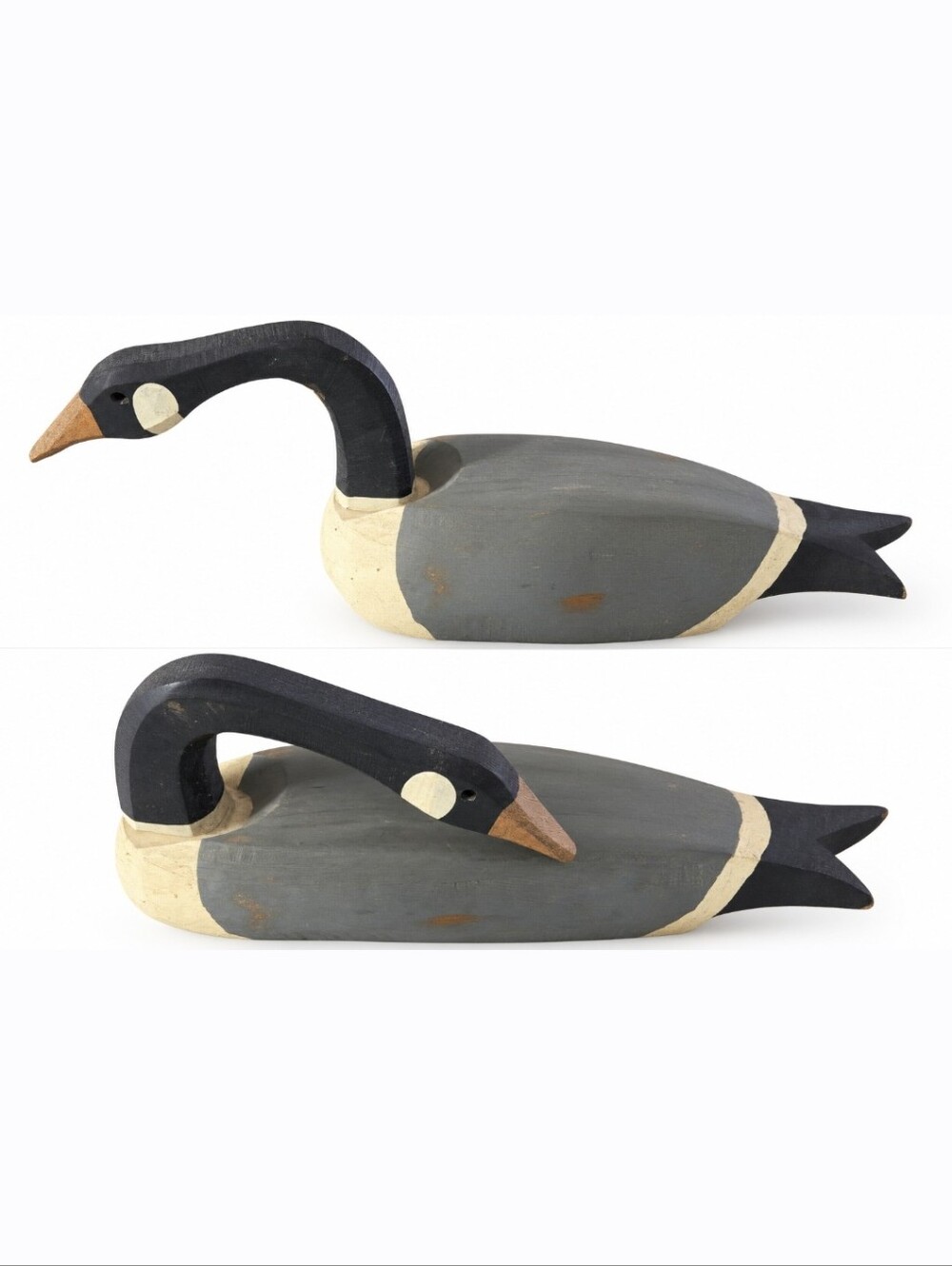 Hand-Carved Wooden Duck Goose Decoy With Adjustable For Posing / Removable Head